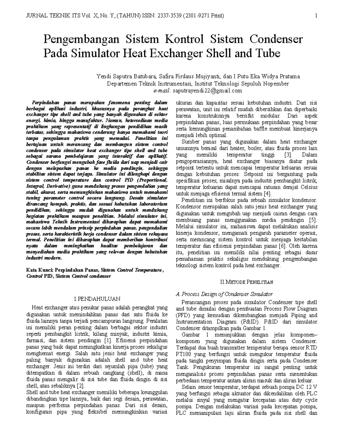 Pengembangan Simulator Kontrol Condenser pada Heat Exchanger Shell and ...