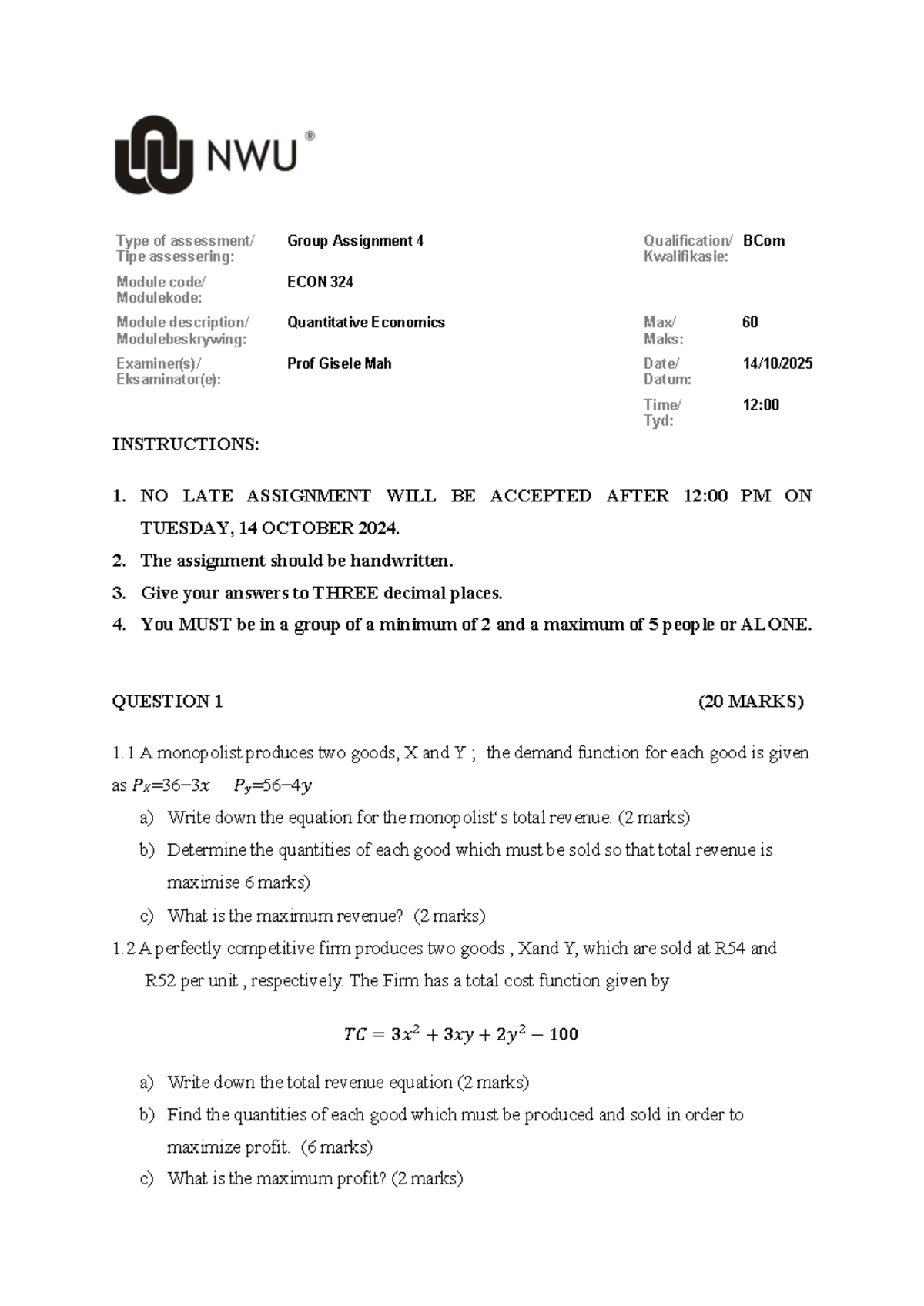 Assignment 4: Practical Application Questions - ECON 324 - Studocu