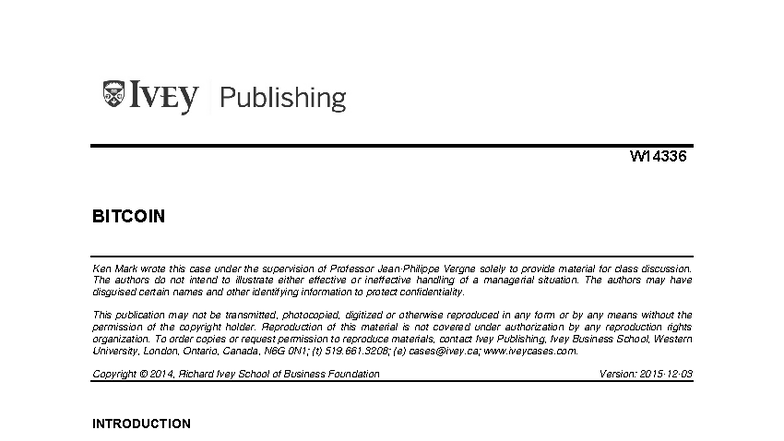 W14336 Bitcoin Case Study Notes for Disruptive Technologies Eco 2024 ...