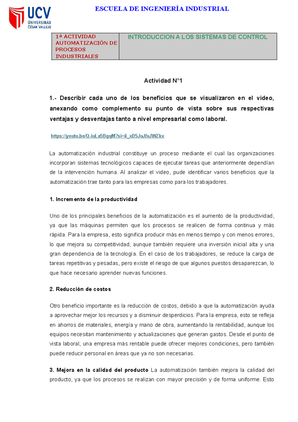 Actividad N°01: Beneficios de la Automatización en Procesos ...
