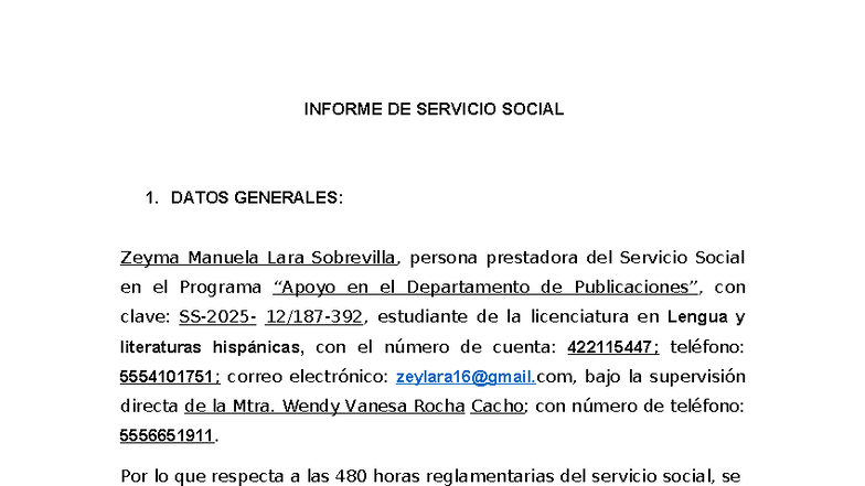 Informe de Servicio Social 2025-3: Actividades y Resultados - Studocu