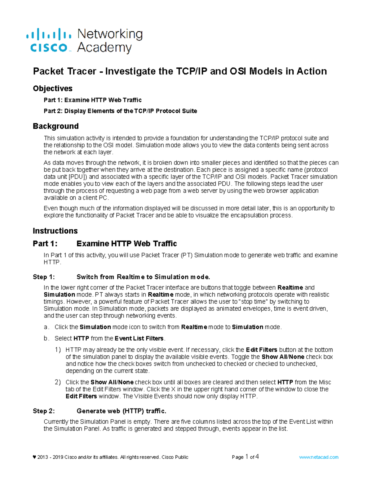 3.5.5 Packet Tracer Answer Sheet - Investigating TCP/IP & OSI Models ...