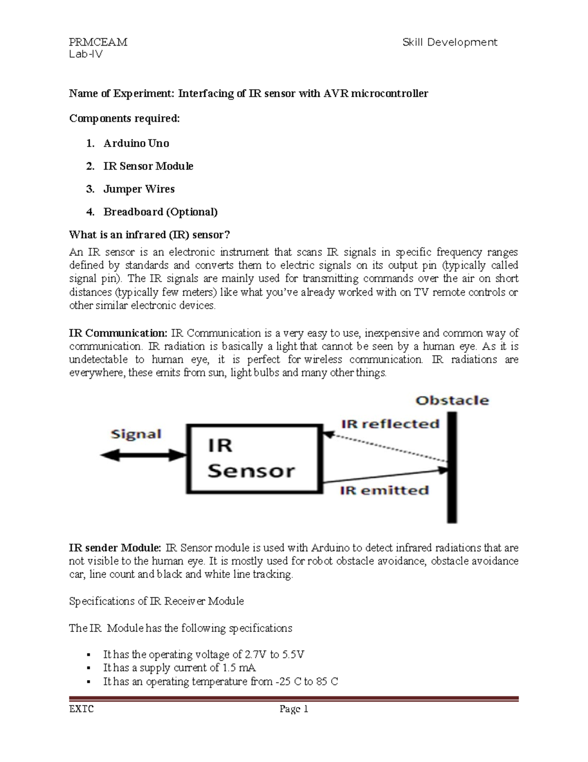 PRMCEAM Skill Development: Interfacing IR Sensor with AVR ...