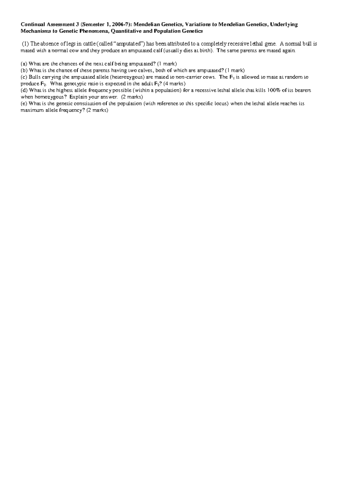 Molecular genetics LSM2105 continual assessment 3 past questions - Studocu