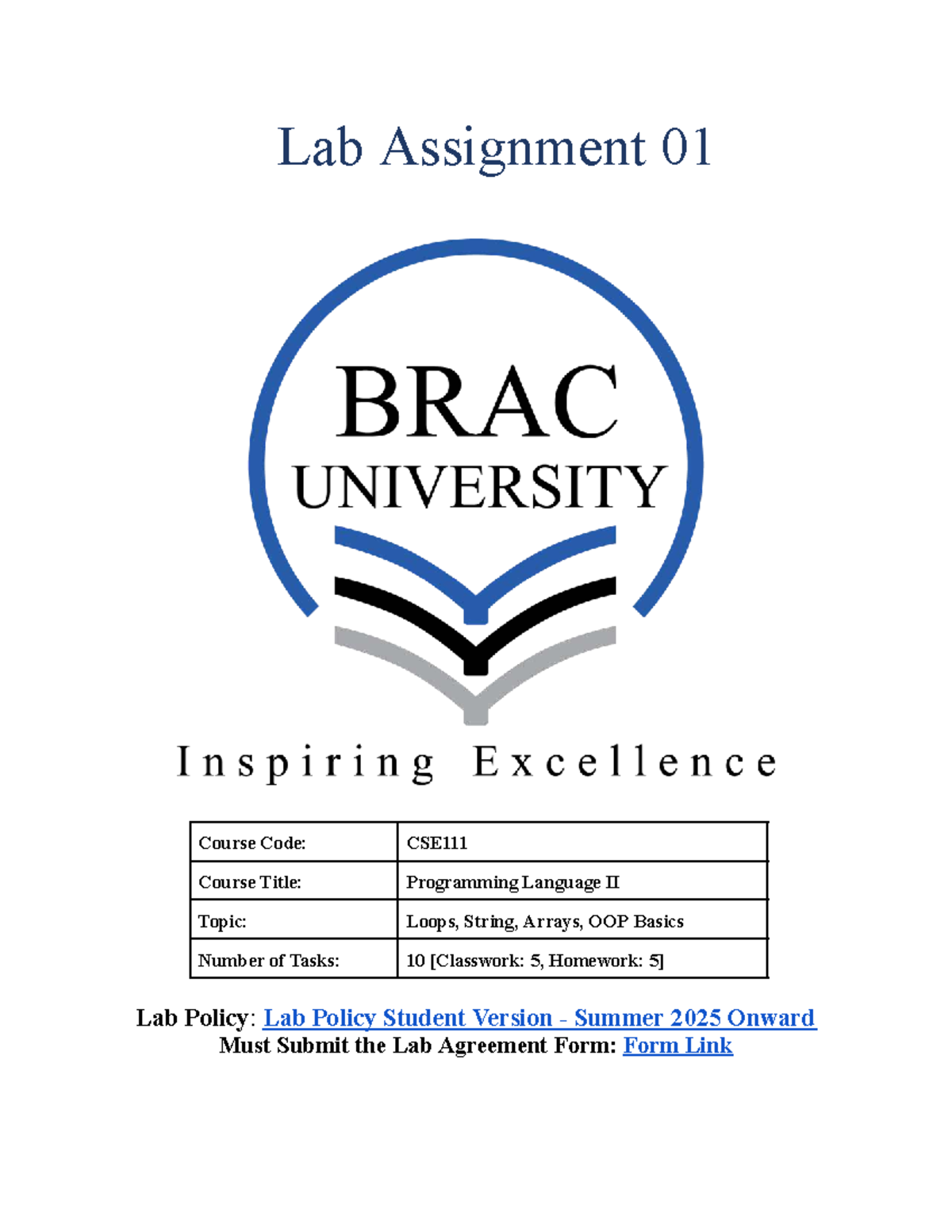 CSE111 Lab Assignment 01: Loops, Strings, Arrays & OOP Basics - Studocu