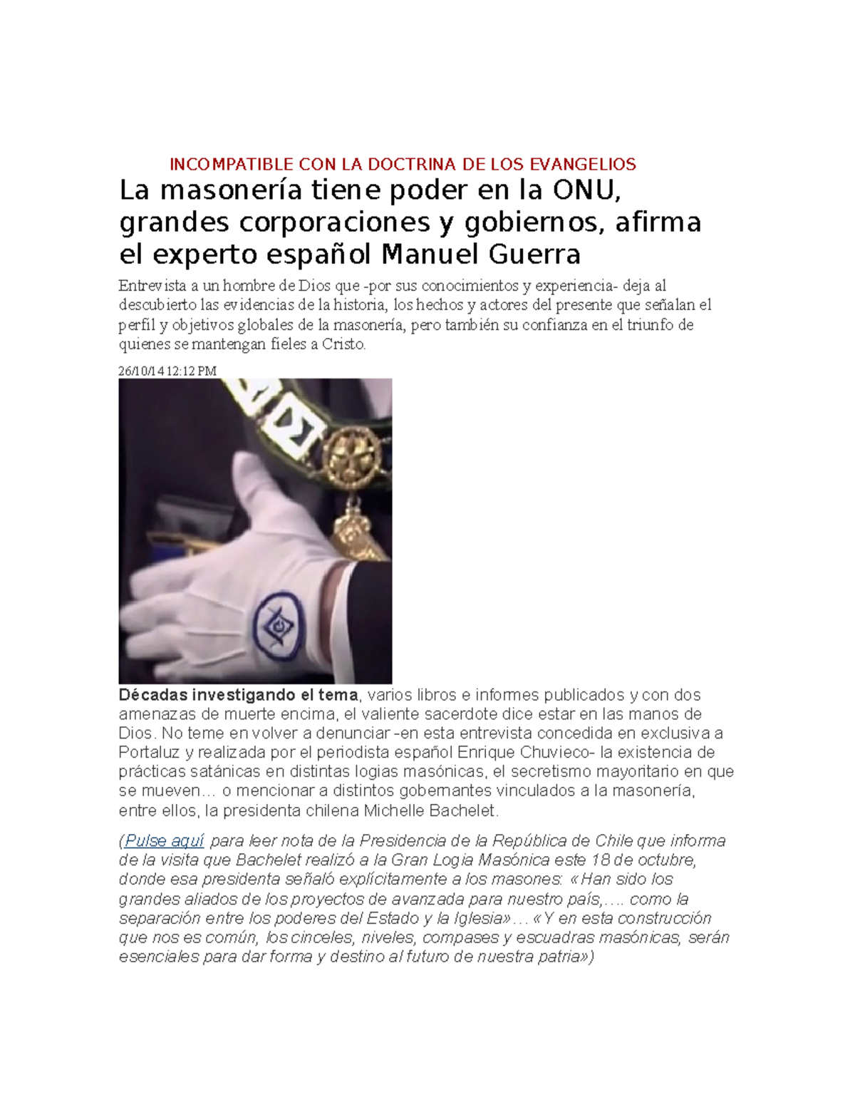 Masonería y su Influencia en la ONU y Gobiernos: Entrevista a Manuel Guerra - Document Preview