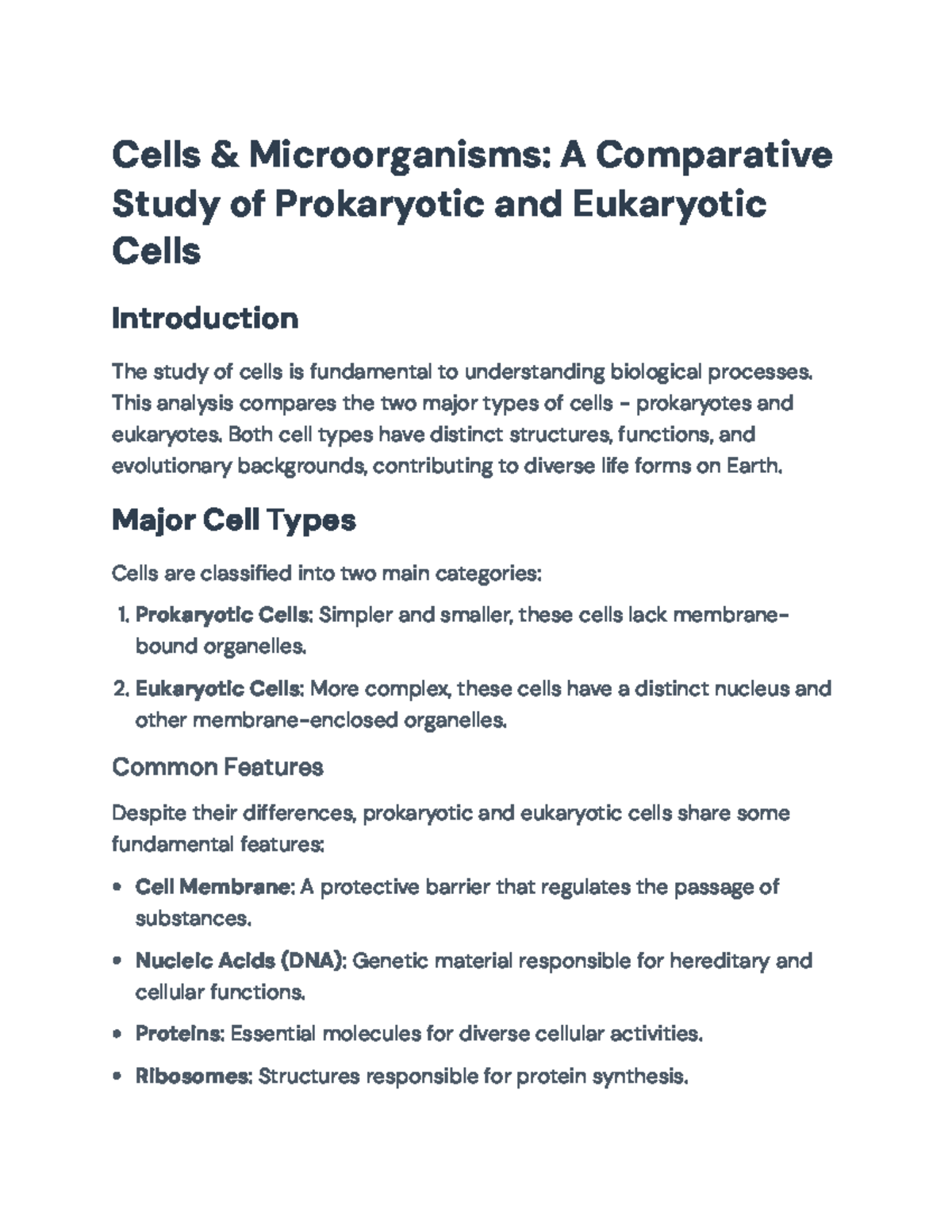 Comparative Study of Prokaryotic and Eukaryotic Cells: Analysis - Cells ...