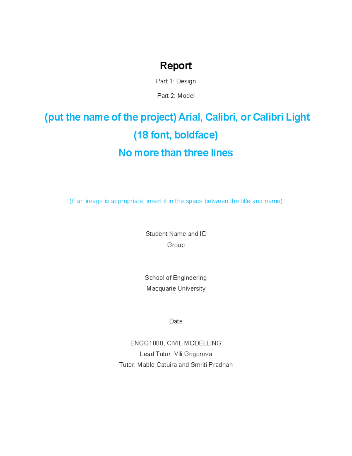 ENGG1000 Civil Modelling: Design & Model Report Template - Studocu