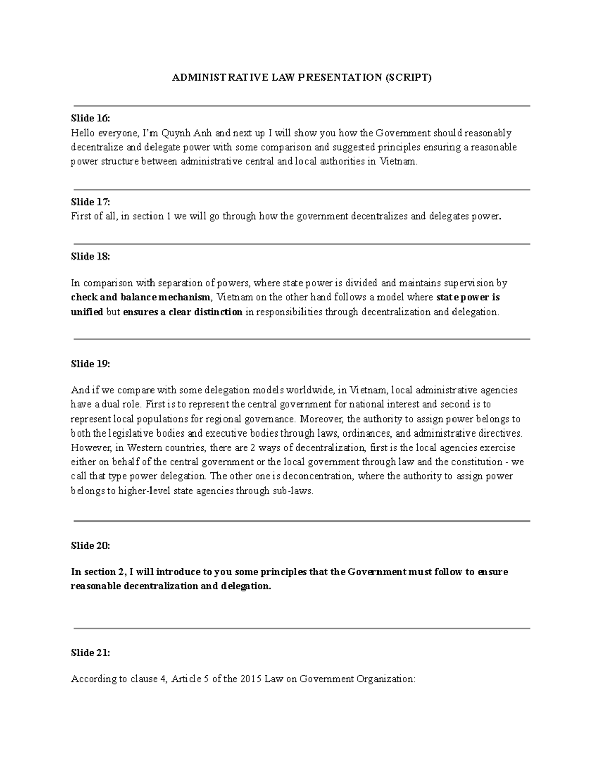 Copy of( Script - PPT) Presatation - Administrative LAW ...