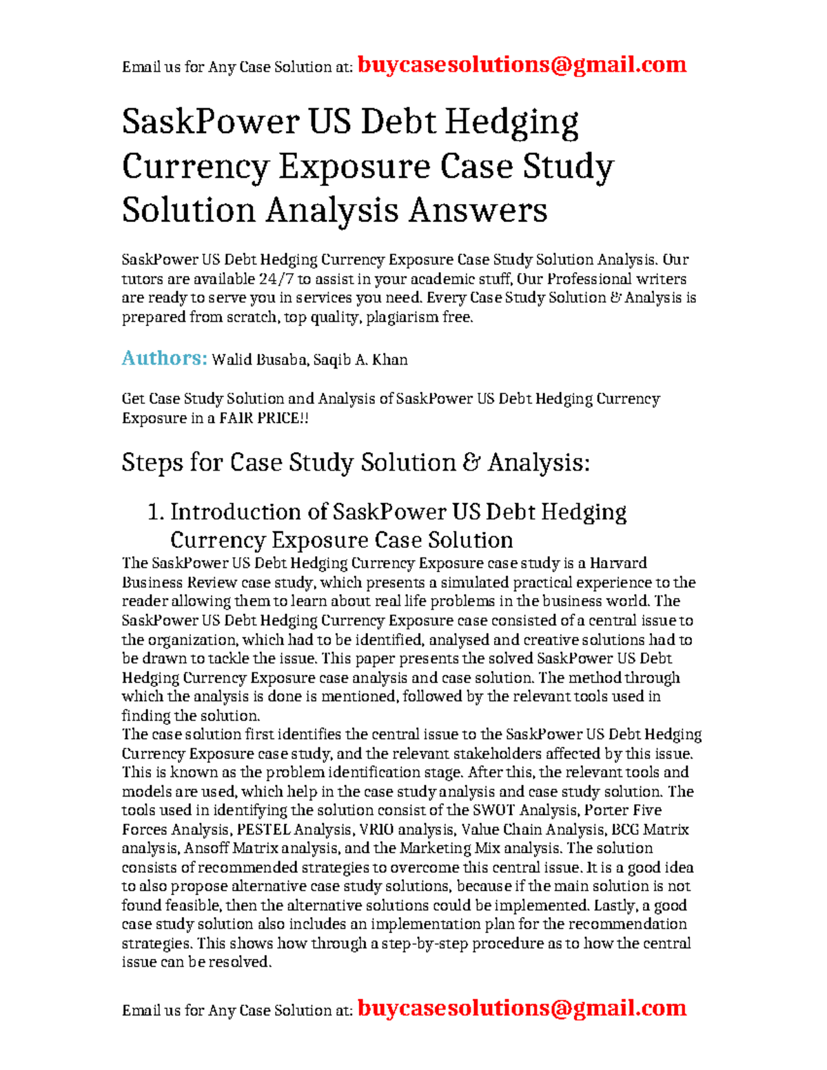 SaskPower US Debt Hedging Currency Exposure Case Study Solution - Studocu