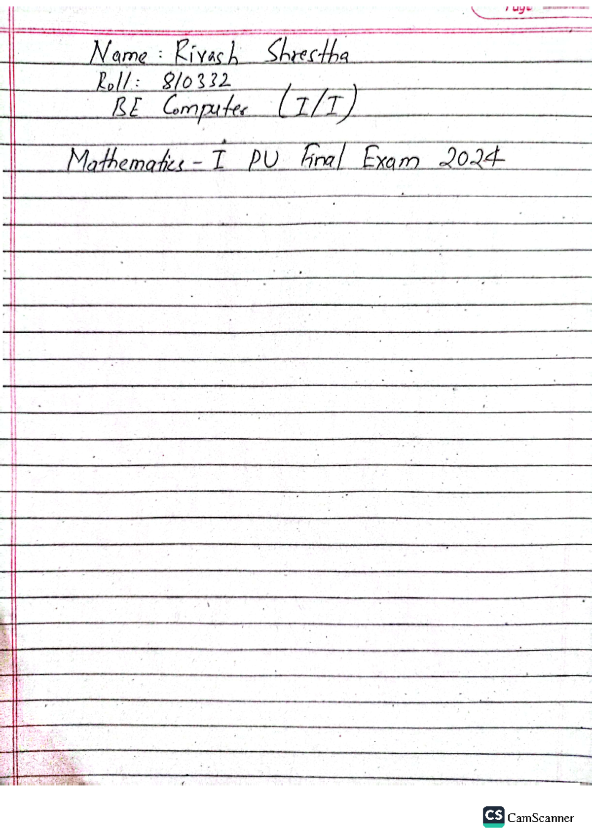 PU Maths 2024 Final Exam - Solutions to Previous Year Questions - Studocu