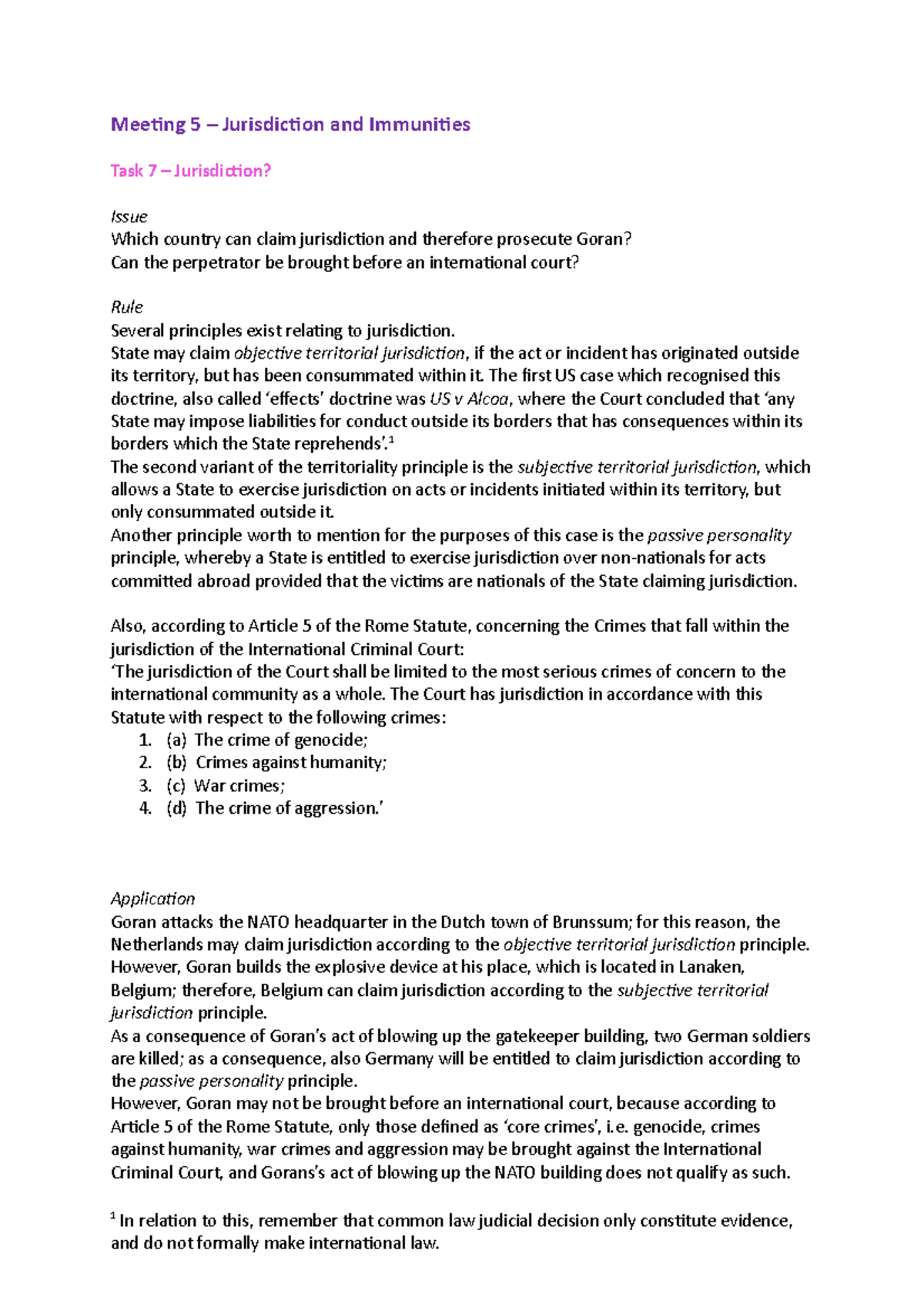 Jurisdiction and Immunities - State may claim objective territorial ...