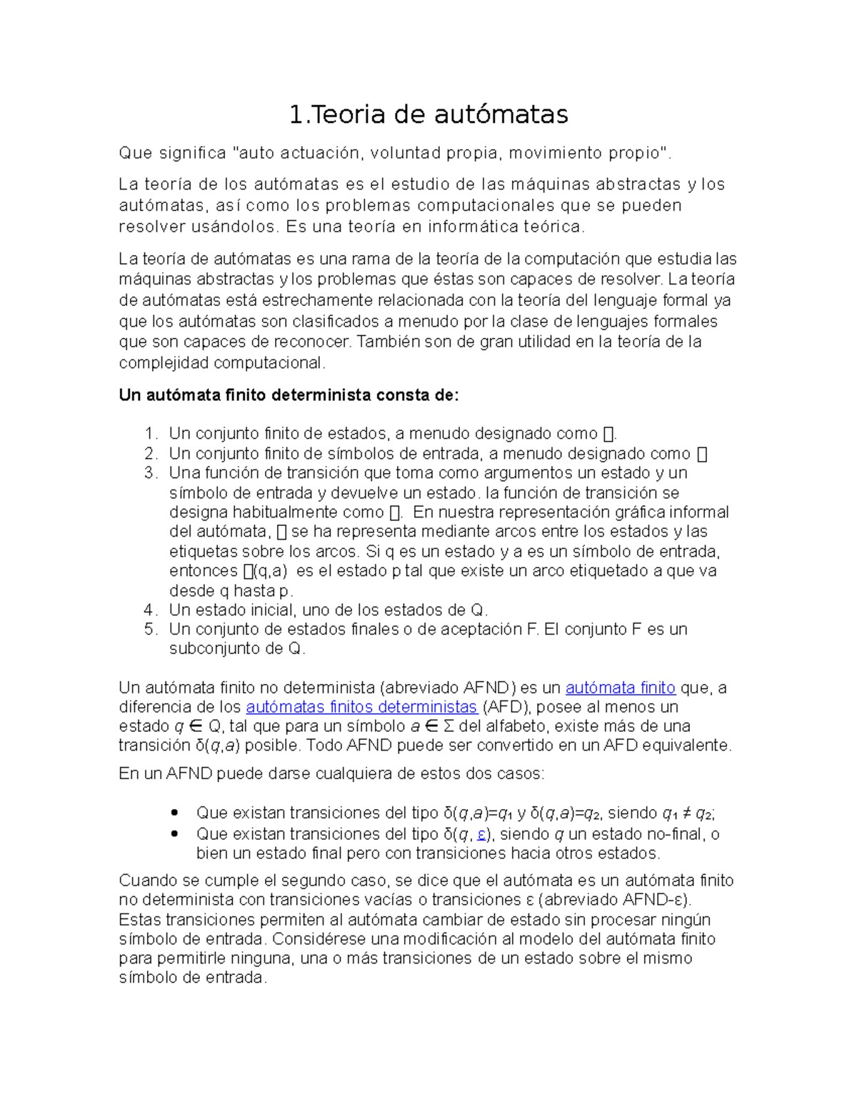 Teoria de automatas - Resumen - 1 de autómatas Que significa 