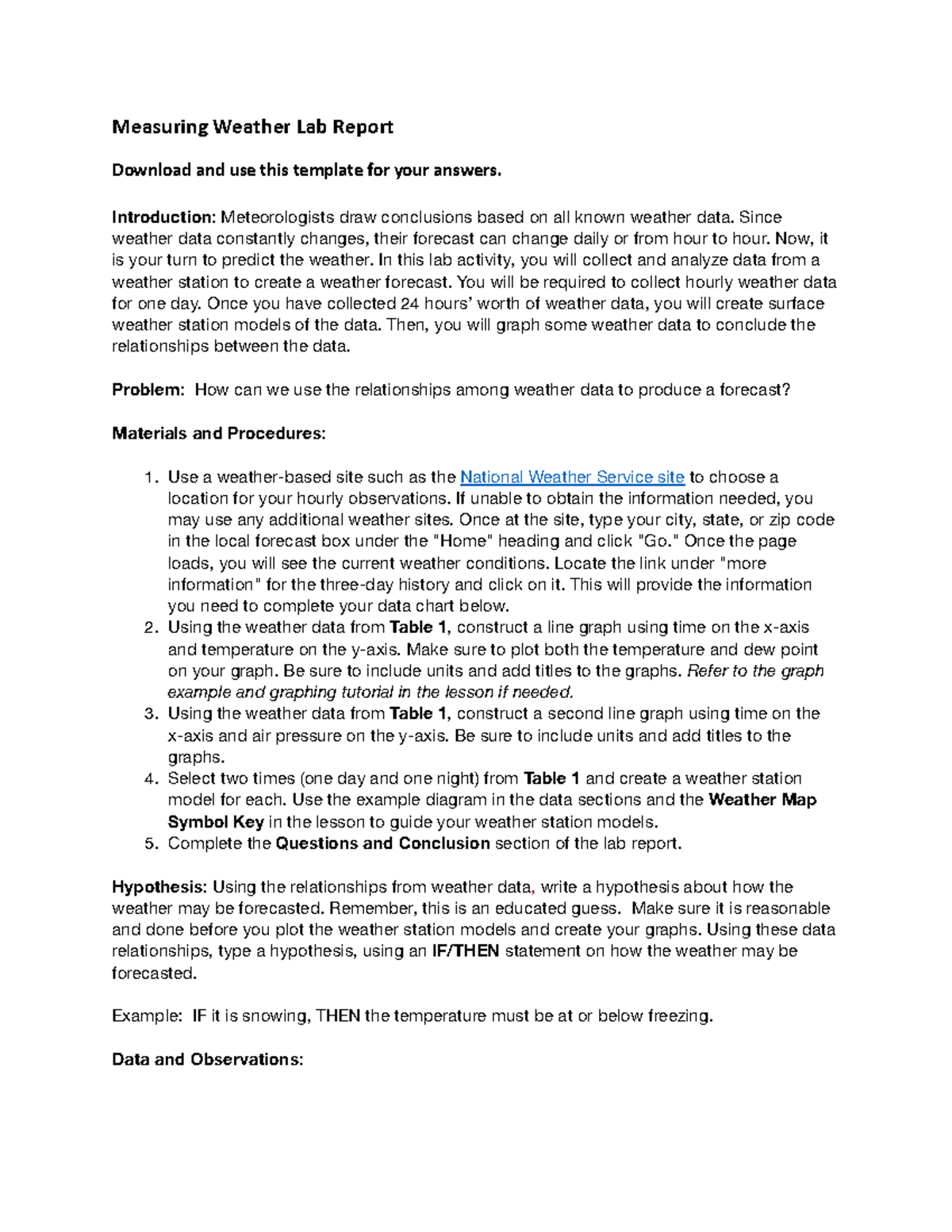 Measuring weather lab report - Measuring Weather Lab Report Download ...