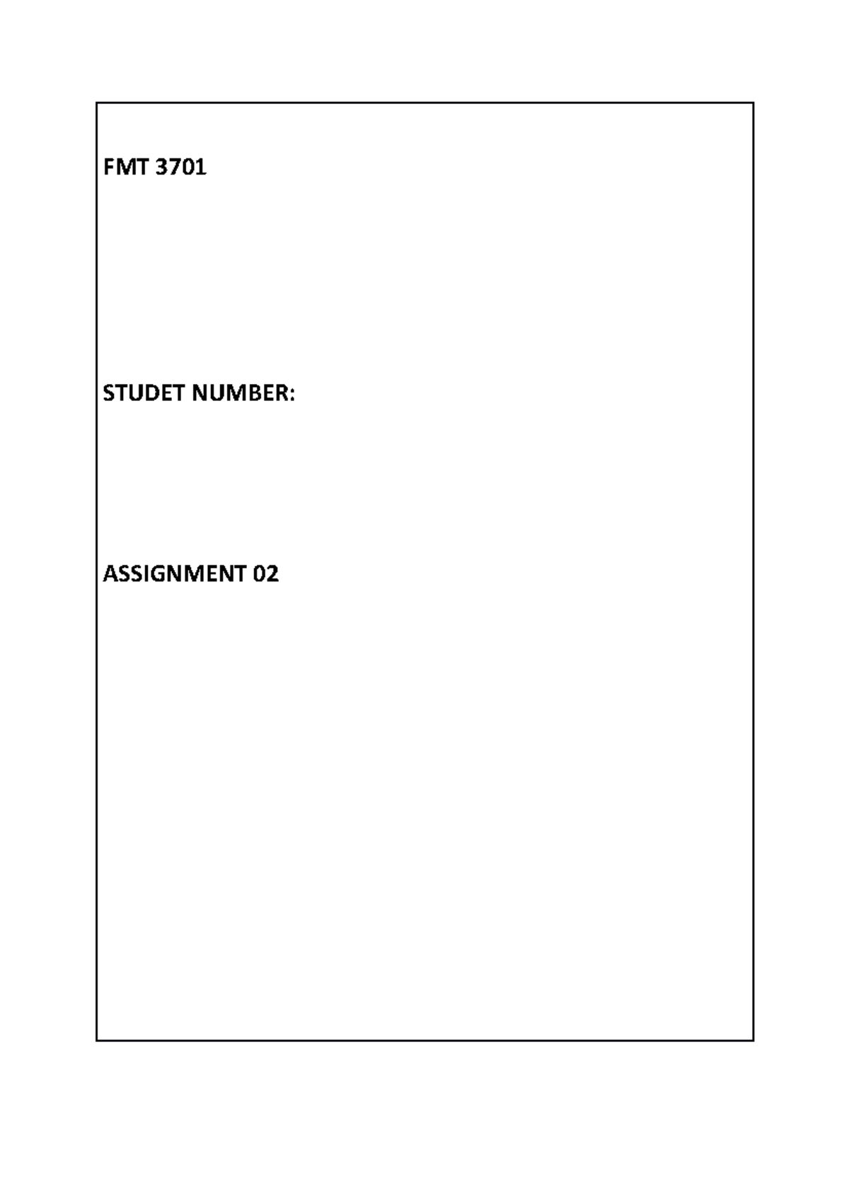 Final FMT3701 - Compulsory Assignment 02 Analysis and Reflection - Studocu