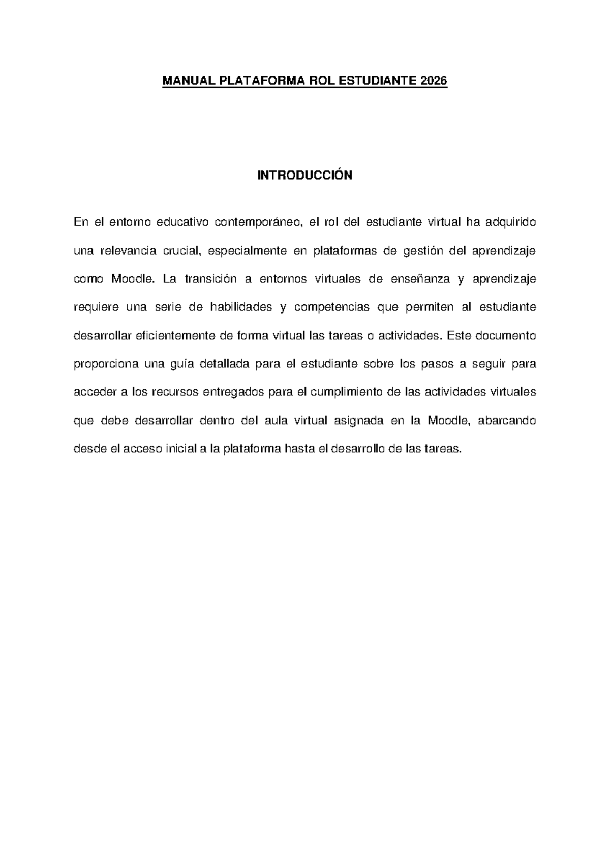 Manual de Uso de la Plataforma Moodle para Estudiantes 2026 - Studocu