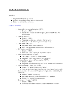 Environmental Law - Study Notes & Assignments - Studocu