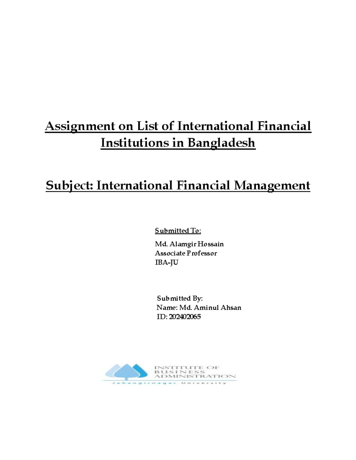 IFM 2024: Role of International Financial Institutions in Bangladesh ...
