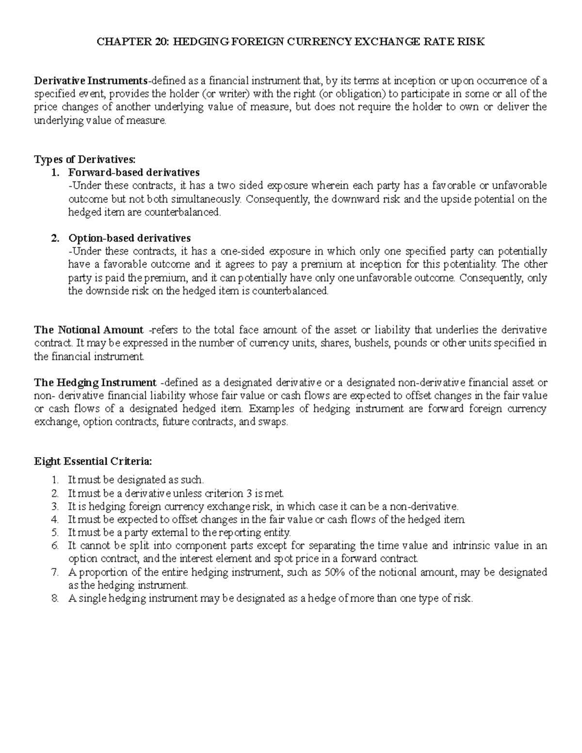 Final Exam: Hedging Foreign Currency Exchange Rate Risk (FNC 401) - Studocu
