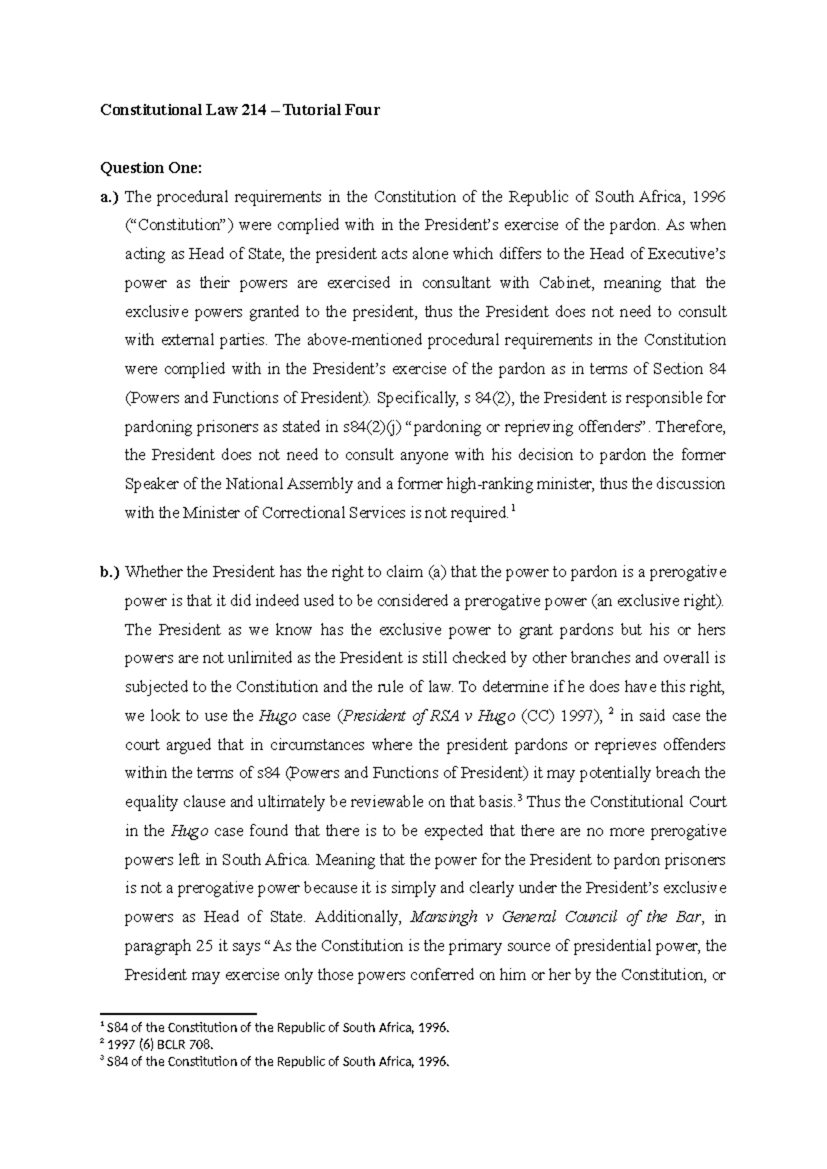 Con Law 214 A1 Notes: Structure of Government and Separation of Powers ...