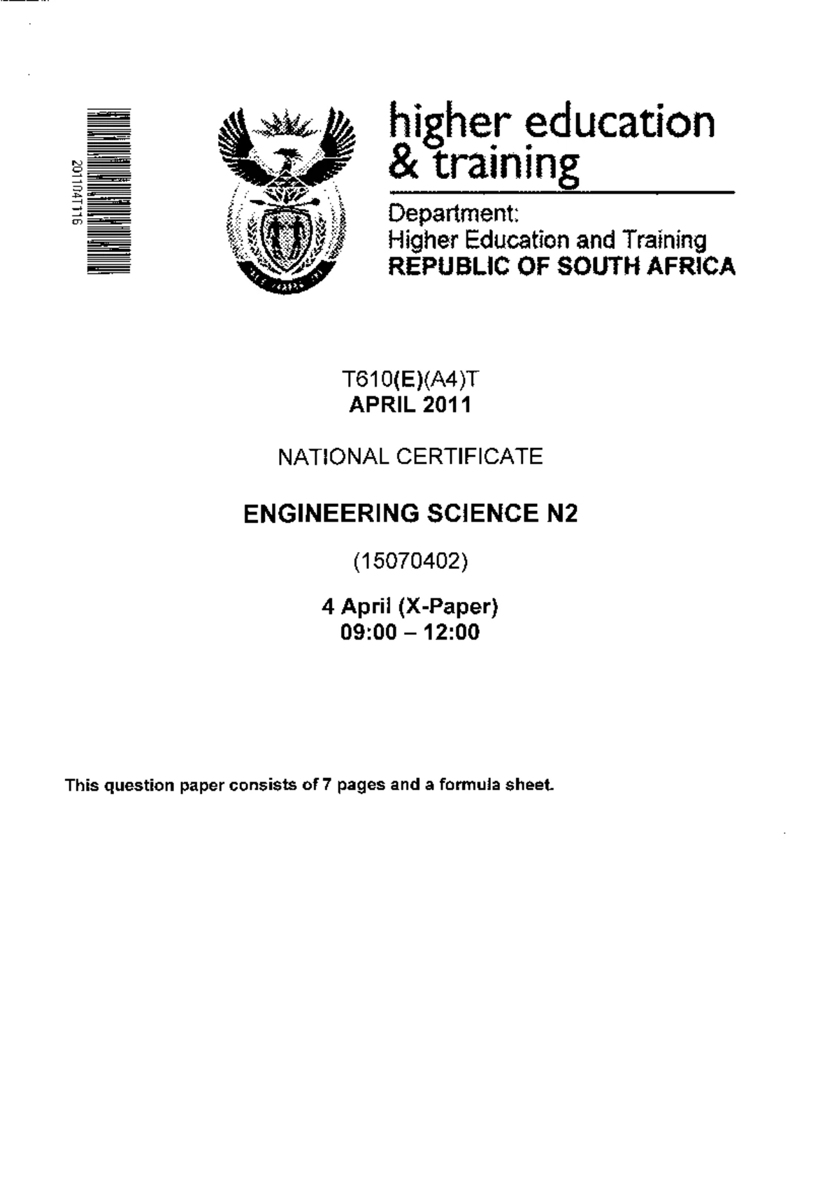 Engineering Science N2 2012 April Marking Guidelines and Answers - Studocu