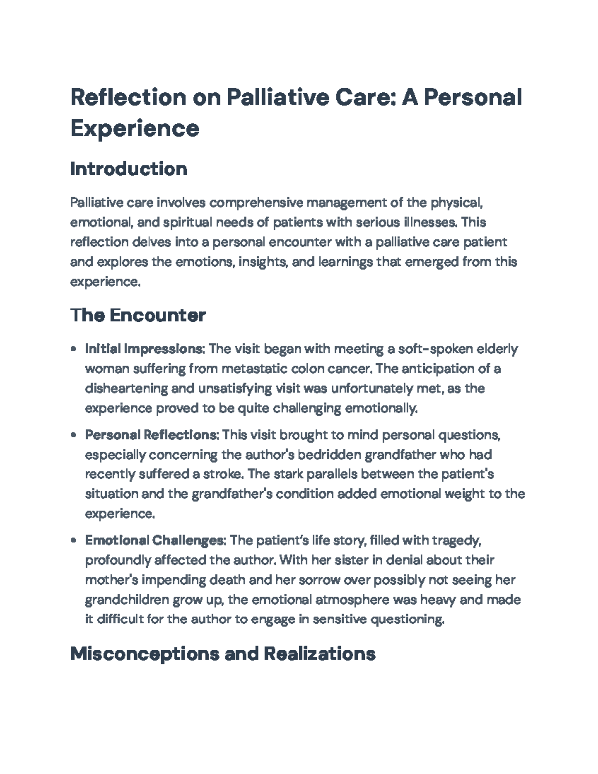 Reflection on Palliative Care: Personal Insights and Societal ...