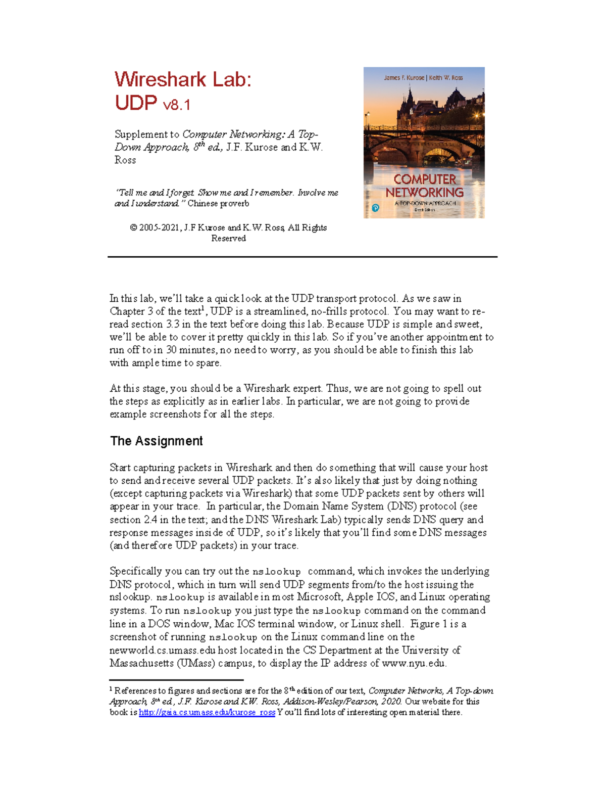 Lab 4: Analyzing UDP Protocol with Wireshark (v8.1) - Studocu