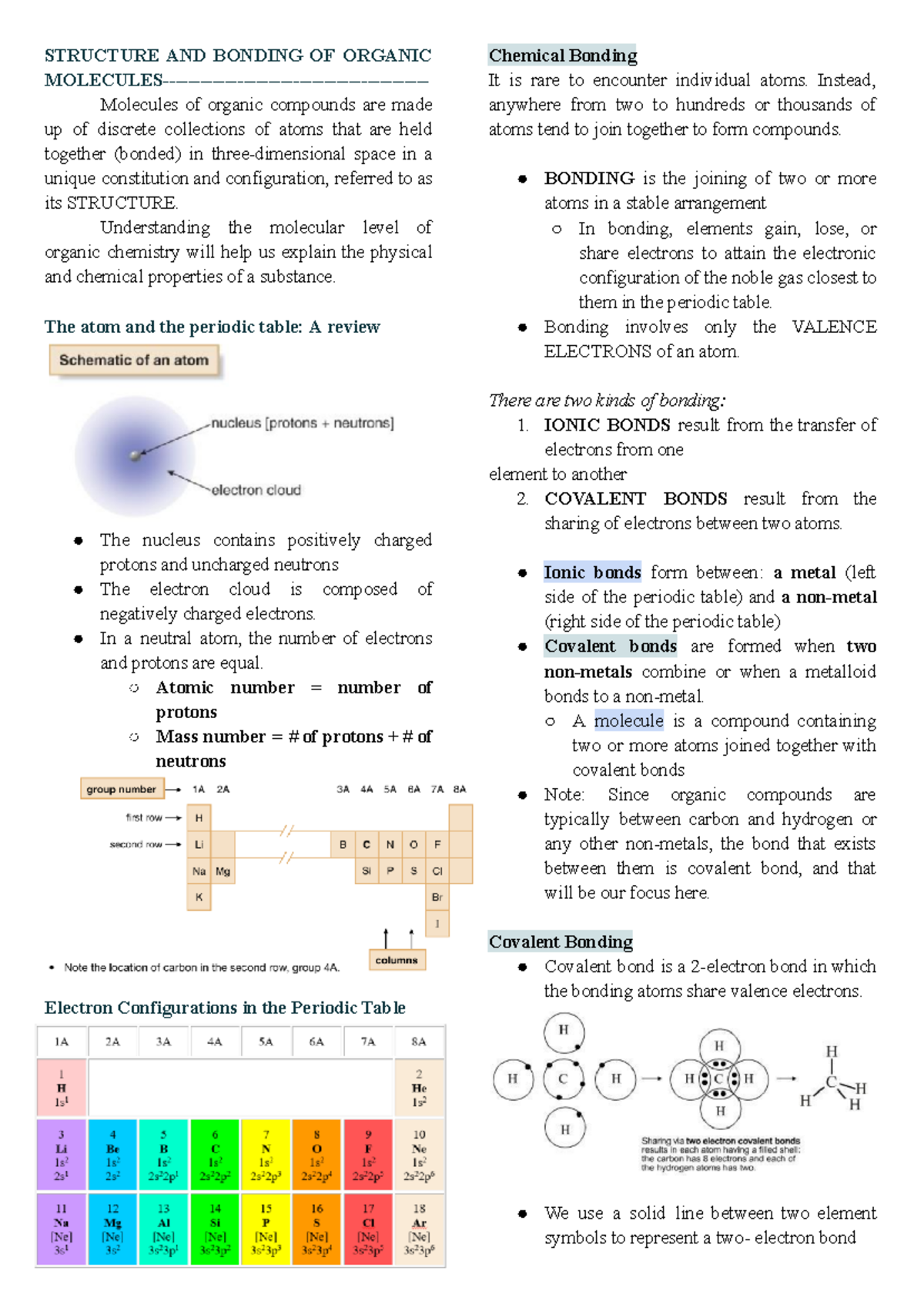 Bio 2 chem - 1 - Molecules of organic compounds are made up of discrete ...