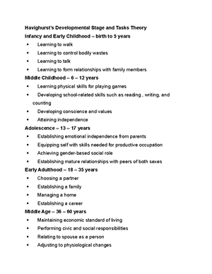 Developmental Tasks Theory BY Havighurst - DEVELOPMENTAL TASKS THEORY ...