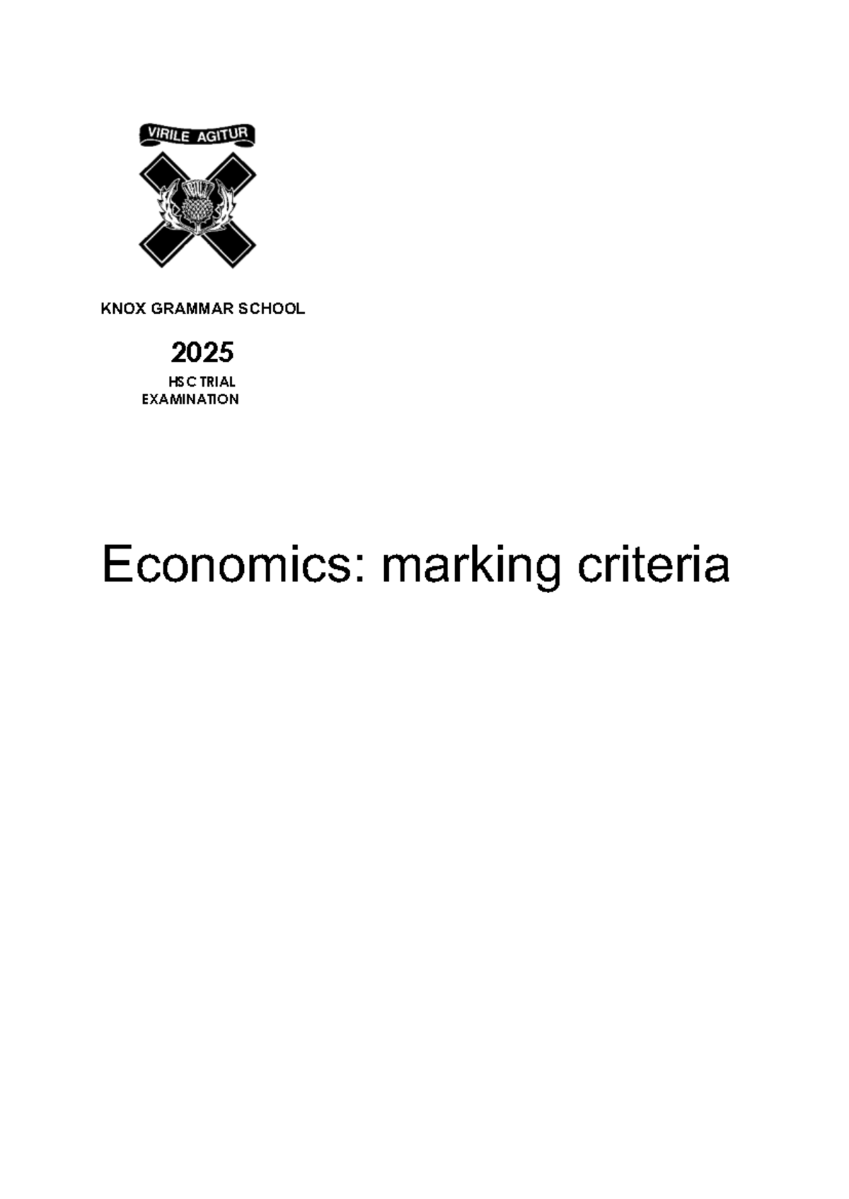 Knox Grammar School 2025 HSC Trial Exam Economics Solutions - Studocu