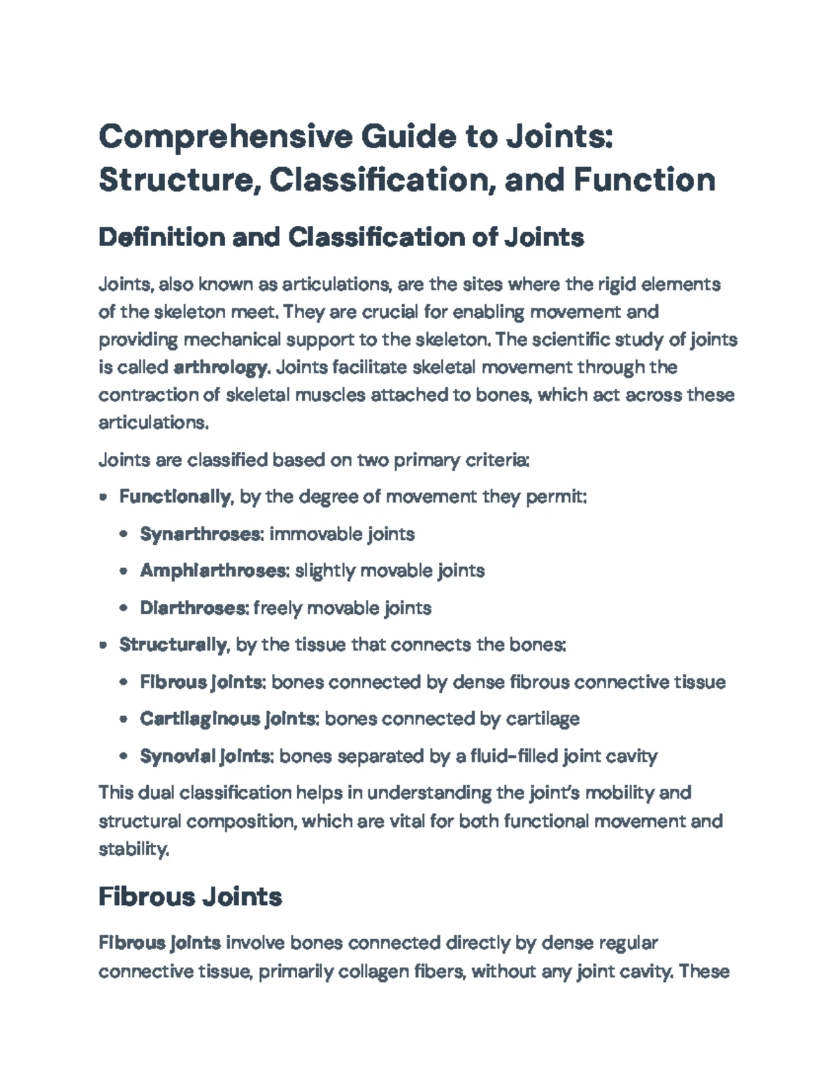 IB131: Structural and Functional Classification of Joints - Studocu