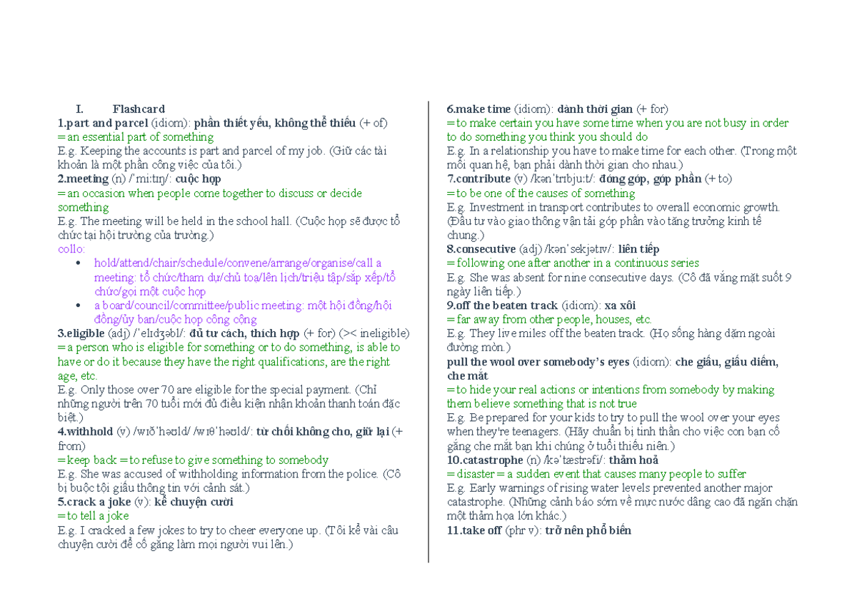 Unit 1 - Vocabulary on Themes: Key Terms and Expressions - Studocu