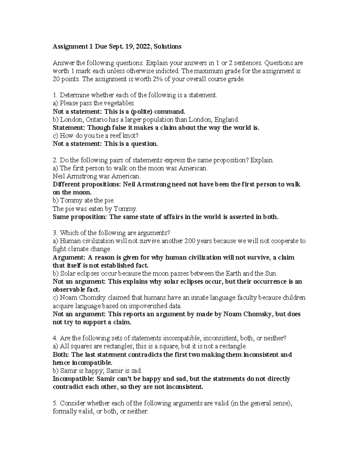 Assignment 1, Solutions - Assignment 1 Due Sept. 19, 2022, Solutions ...