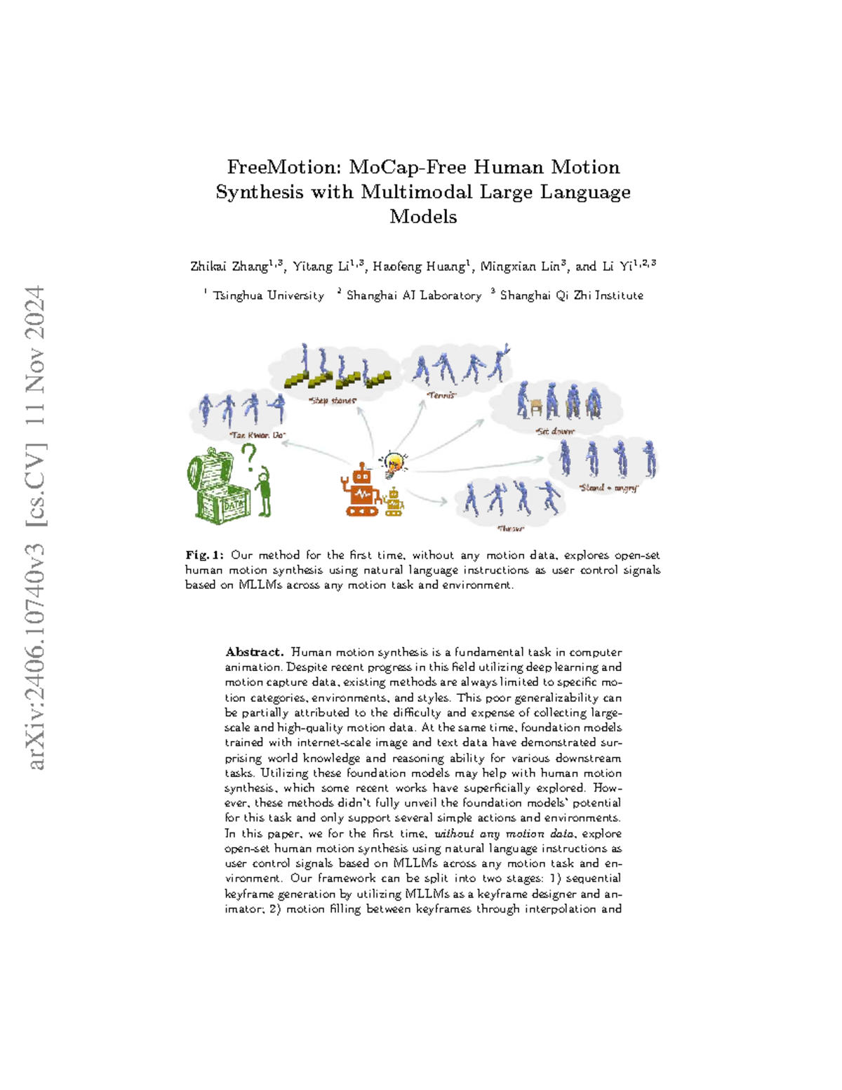 FreeMotion: Human Motion Synthesis via MLLMs without Motion Data - Studocu
