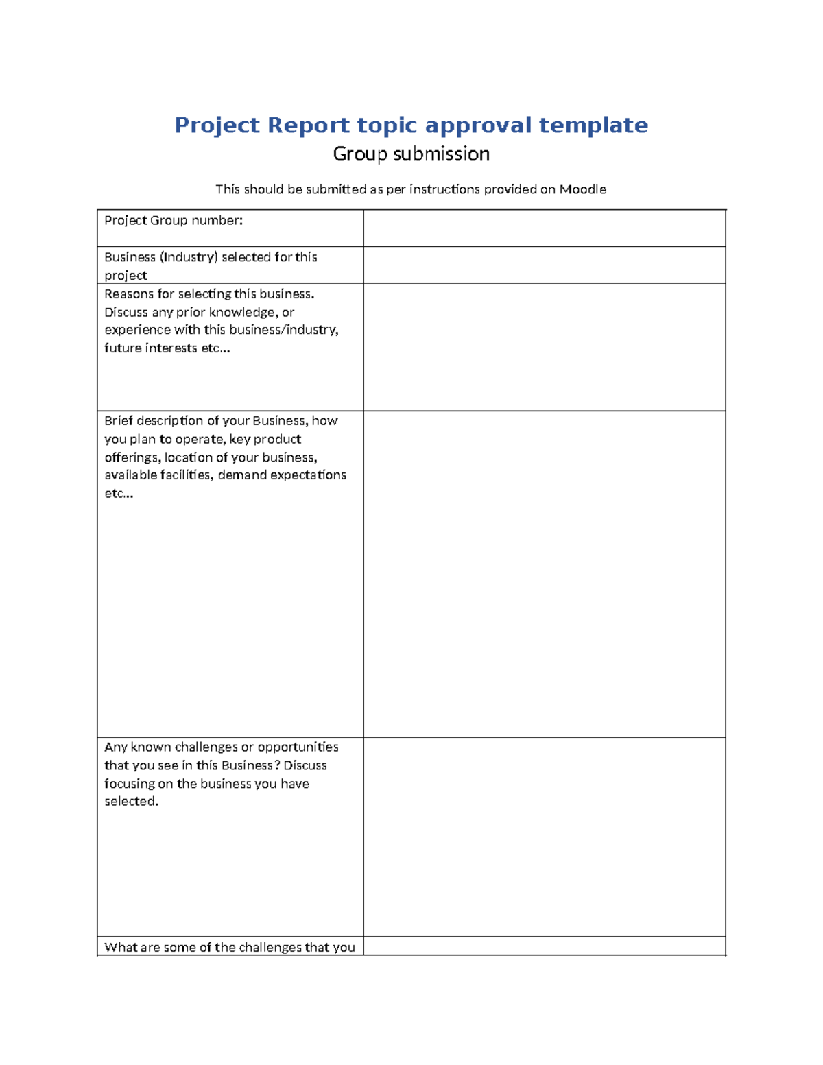 Project Report topic approval template - Discuss any prior knowledge ...