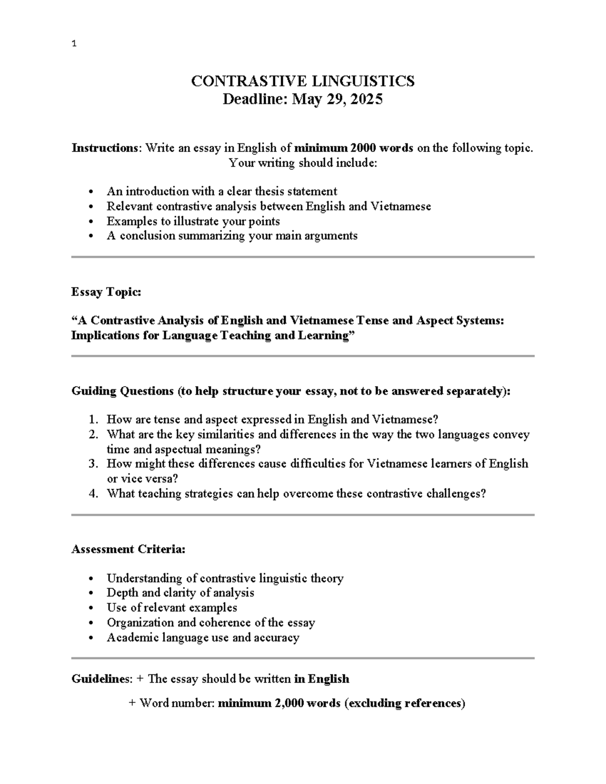 Contrastive Analysis of English & Vietnamese Tense Systems - Essay ...