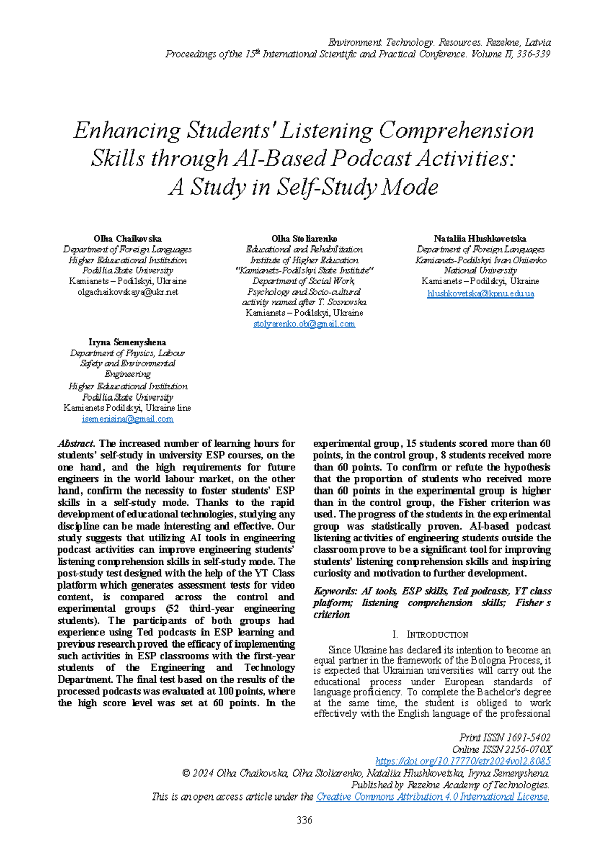 Enhancing ESP Listening Skills through Podcast Activities: A Study in ...
