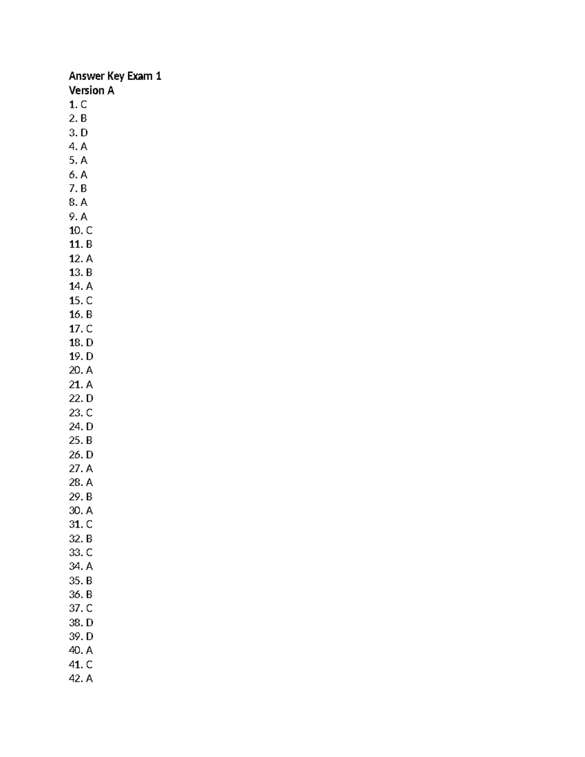 Answer Key for Exam 1 - Version A & B (F25ENVI101) - Studocu