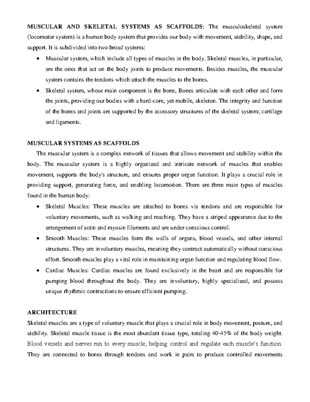 Module 5 - Muscular and Skeletal Systems Overview and Engineering ...
