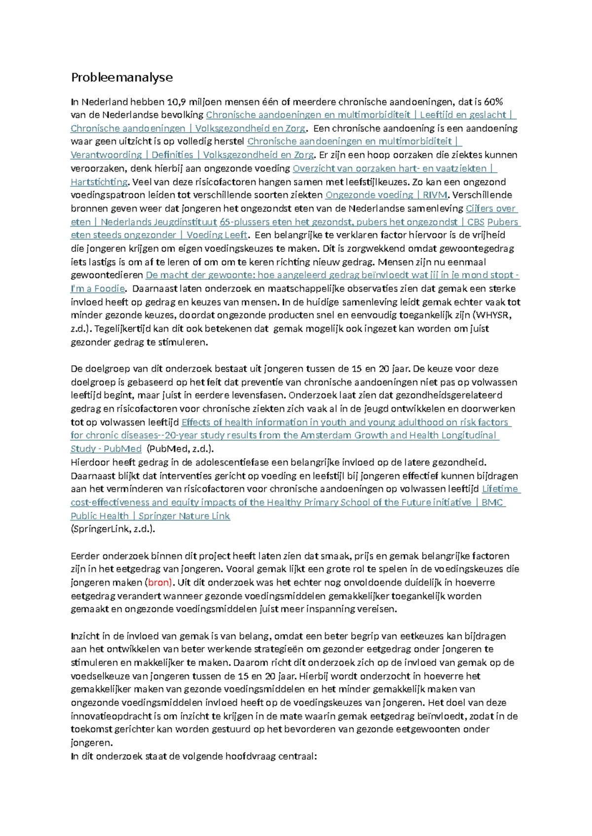 Probleemanalyse LOM Semester 4: Invloed van Gemak op Eetgedrag van ...