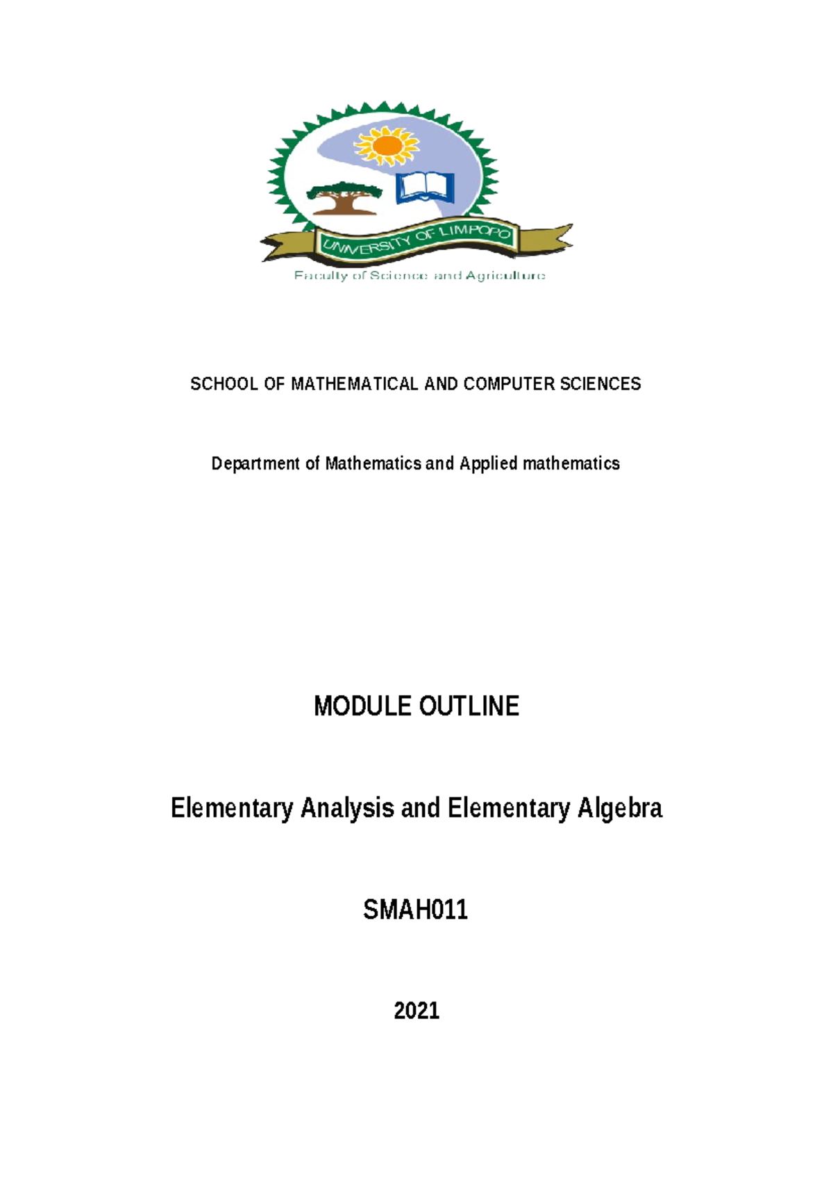 Module Outline SMAH011: Mathematics for Health Sciences (2021) - Studocu