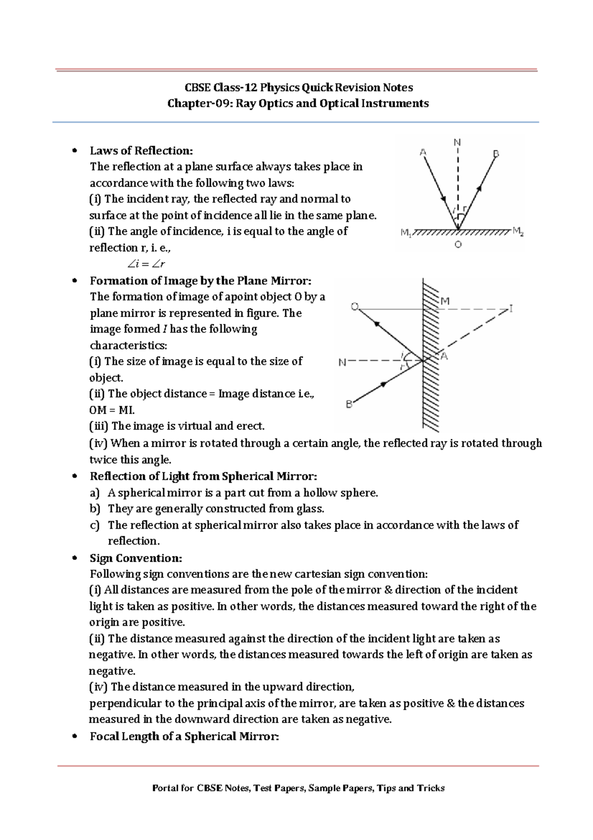 CBSE Class-12 Physics Chapter-09: Ray Optics & Optical Instruments ...
