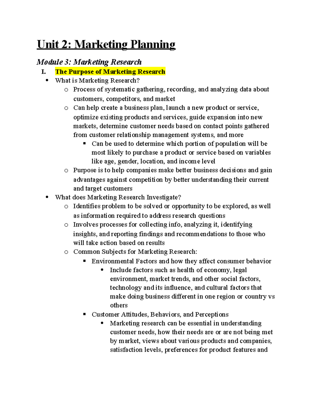 D077 Unit 2 Module 3 Marketing Research Notes & Assessment - Studocu