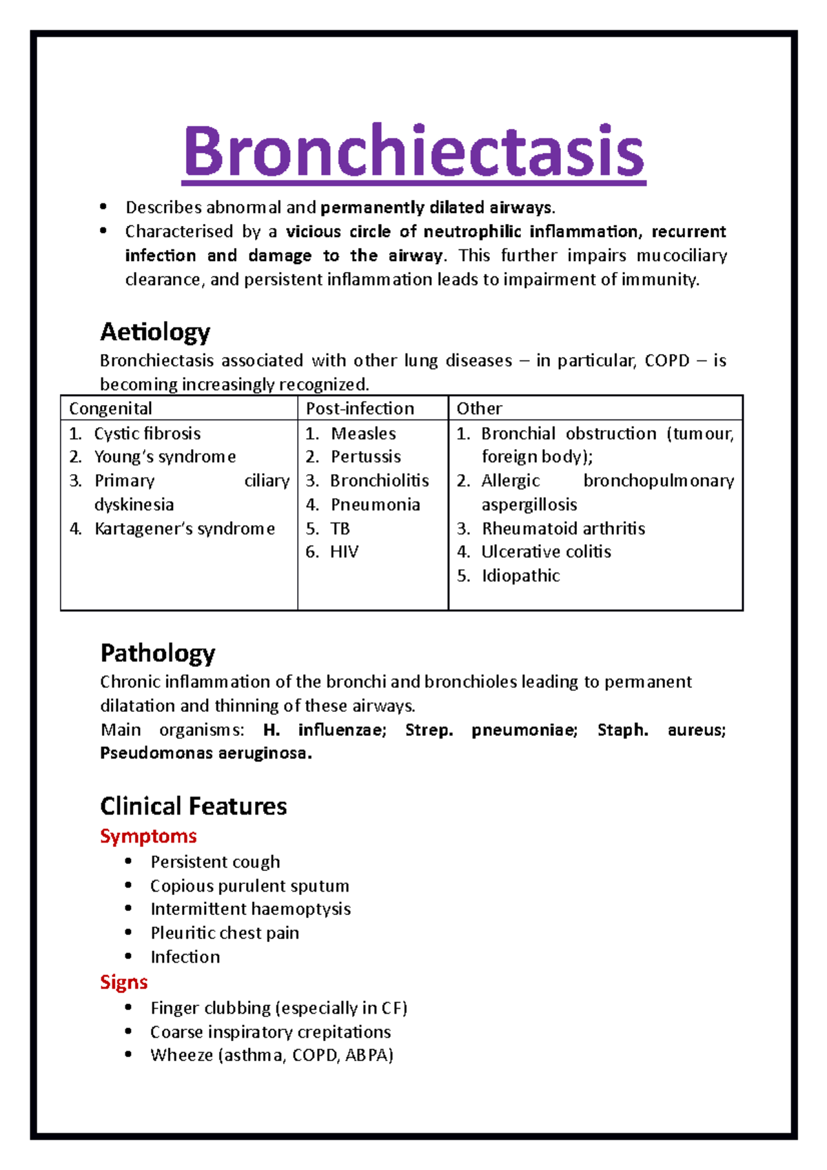 Bronchiectasis: A Comprehensive Overview of Pathology & Management ...