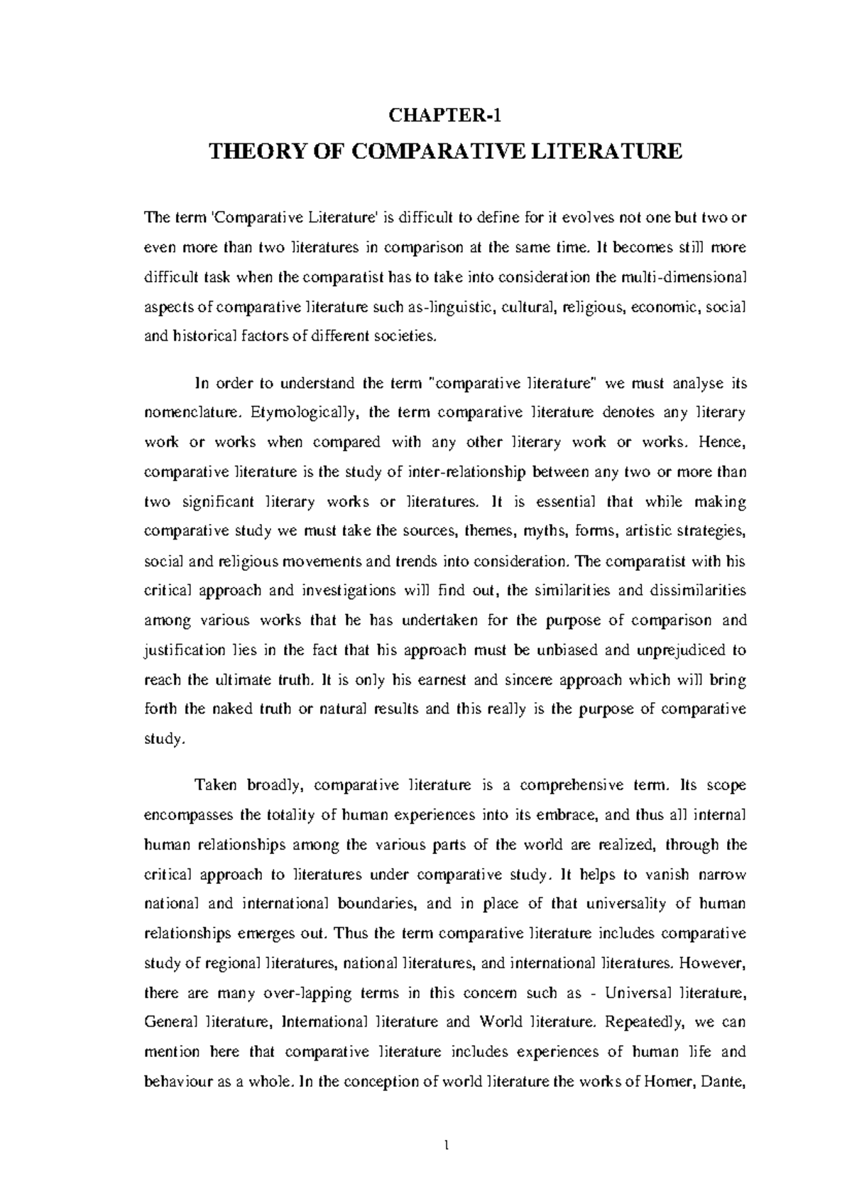 Theory of comparative lit an overview Block-1 Introduction on ...