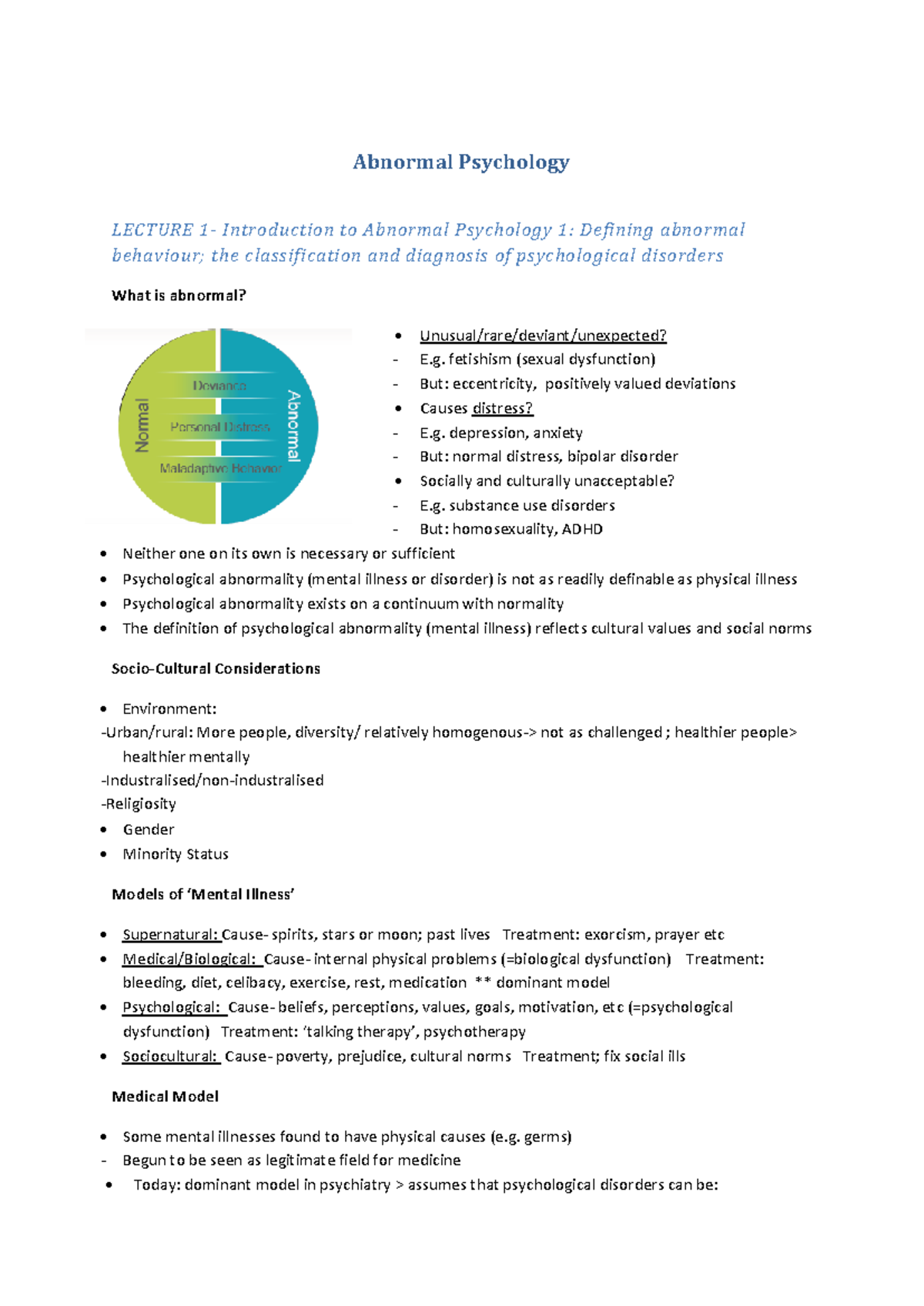 185635226-Abnormal-Psychology - Abnormal Psychology LECTURE 1 ...