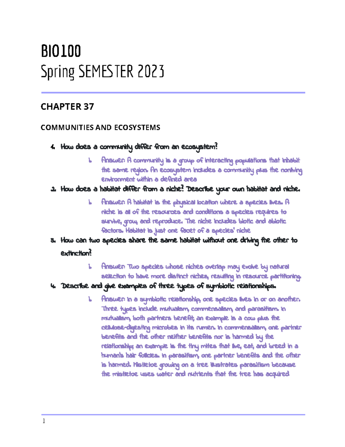 CH. 37 Communities & Ecosystems - Key Concepts & Examples Notes - Studocu