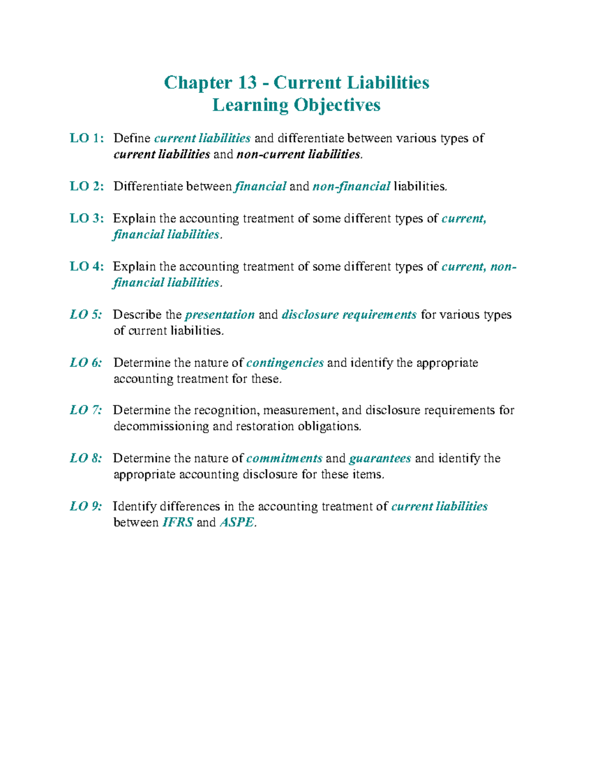 Lecture N25: Chapter 13 - Current Liabilities Overview and Key Concepts ...