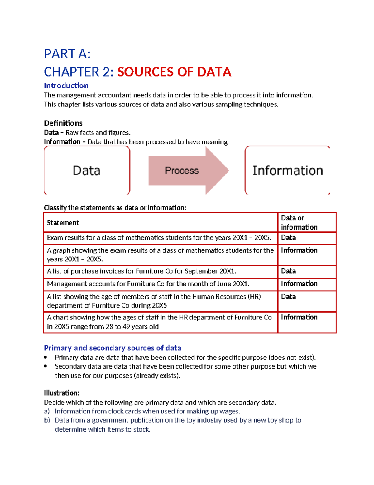 Chapter 2: Sources of Data in Management Accounting - Studocu