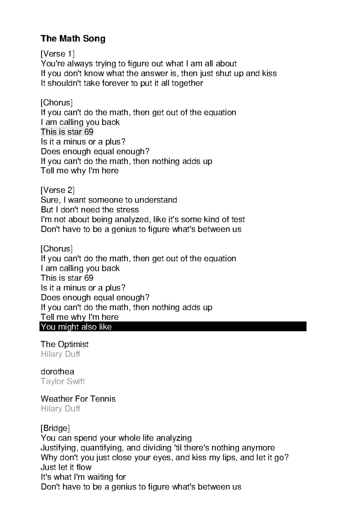 The Math Song Analysis - Exploring Themes and Meanings - Studocu